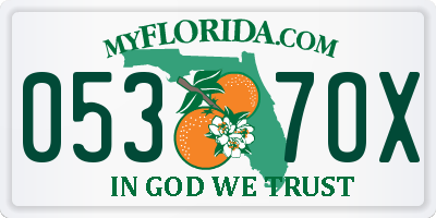 FL license plate 0537OX