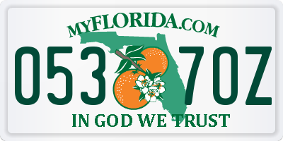 FL license plate 0537OZ