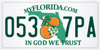 FL license plate 0537PA
