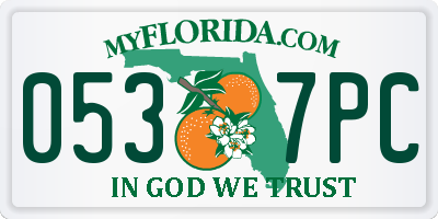 FL license plate 0537PC