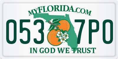 FL license plate 0537PO