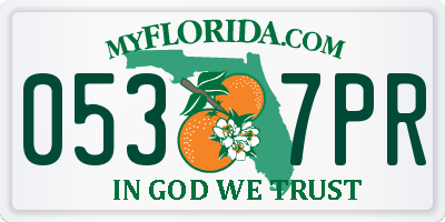 FL license plate 0537PR