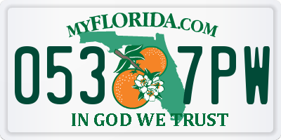 FL license plate 0537PW