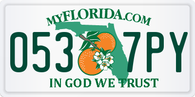 FL license plate 0537PY