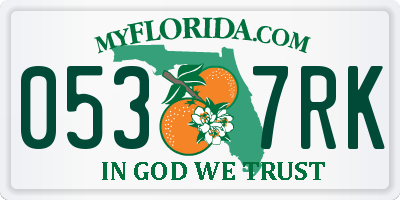 FL license plate 0537RK
