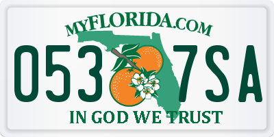 FL license plate 0537SA