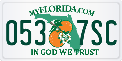 FL license plate 0537SC