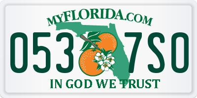 FL license plate 0537SO