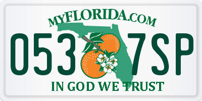 FL license plate 0537SP