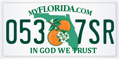FL license plate 0537SR