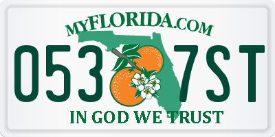FL license plate 0537ST