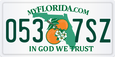 FL license plate 0537SZ
