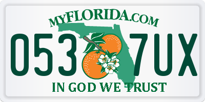 FL license plate 0537UX