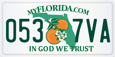 FL license plate 0537VA