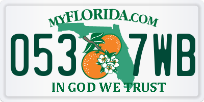 FL license plate 0537WB