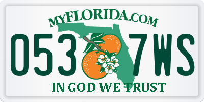 FL license plate 0537WS