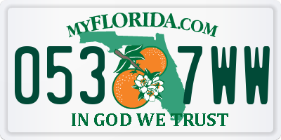 FL license plate 0537WW