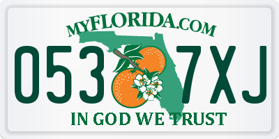 FL license plate 0537XJ