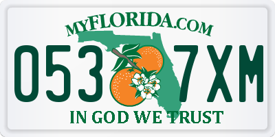 FL license plate 0537XM