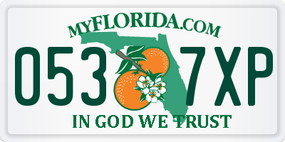 FL license plate 0537XP