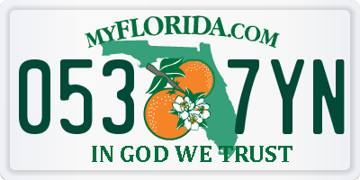 FL license plate 0537YN