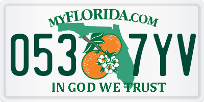 FL license plate 0537YV