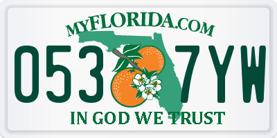 FL license plate 0537YW