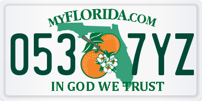 FL license plate 0537YZ