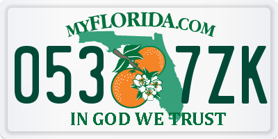 FL license plate 0537ZK