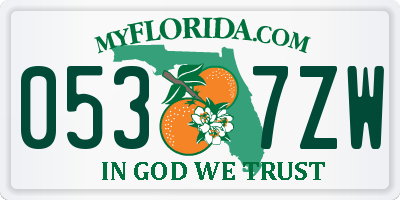 FL license plate 0537ZW