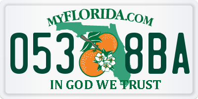 FL license plate 0538BA