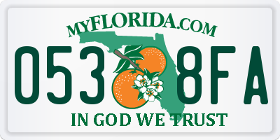 FL license plate 0538FA