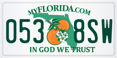 FL license plate 0538SW