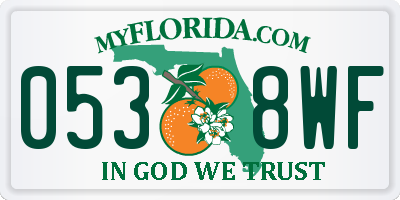 FL license plate 0538WF