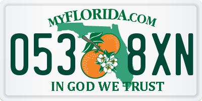FL license plate 0538XN