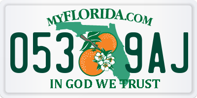 FL license plate 0539AJ