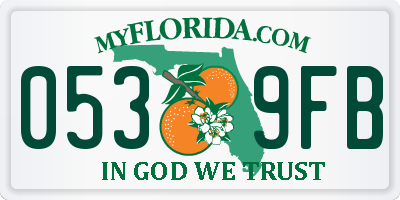 FL license plate 0539FB