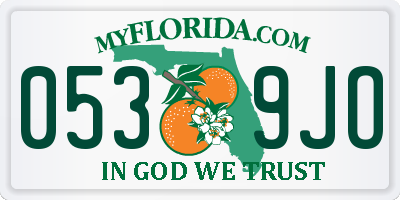FL license plate 0539JO