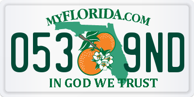 FL license plate 0539ND
