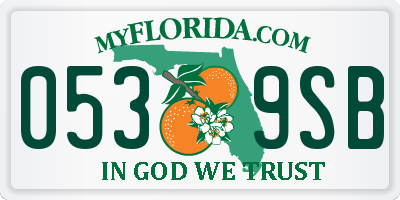 FL license plate 0539SB