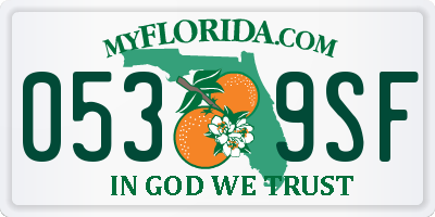 FL license plate 0539SF