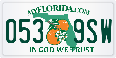 FL license plate 0539SW