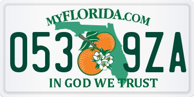 FL license plate 0539ZA