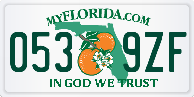 FL license plate 0539ZF