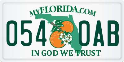 FL license plate 0540AB