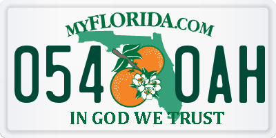 FL license plate 0540AH