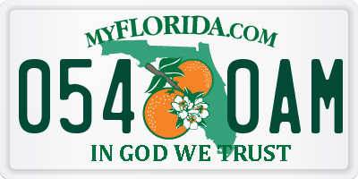 FL license plate 0540AM