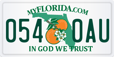 FL license plate 0540AU