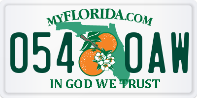 FL license plate 0540AW