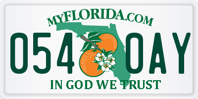FL license plate 0540AY